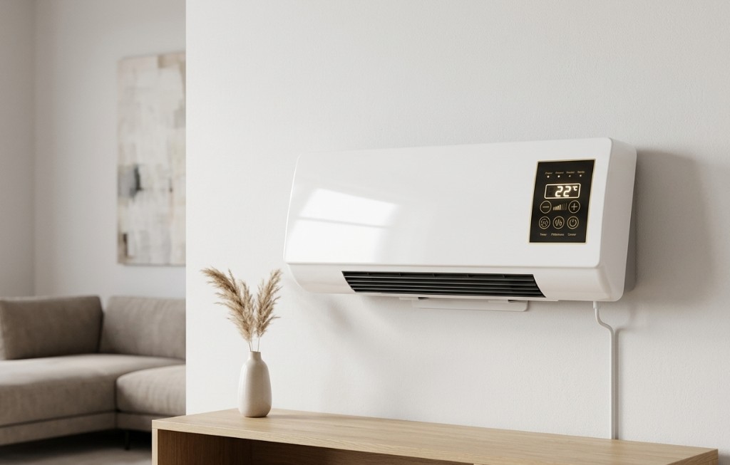CoolCove mounted in a sunny living room showing 22 degrees
